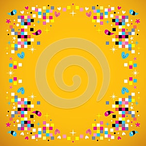 Fun pixel squares frame border background