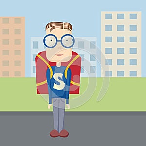 Fun pupil superman outdoor