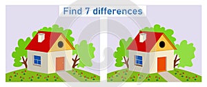 Fun puzzle game for children. Need to find 7 differences. Worksheet. Vector illustration