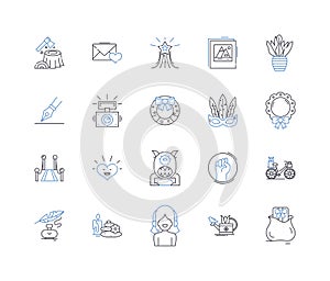 Fun relax line icons collection. Amusement, Cheer, Delight, Ease, Enjoyment, Entertainment, Frivolity vector and linear