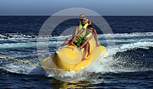 Fun riding banana boat.