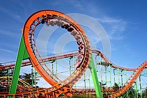 A fun roller coaster ride. Extreme outdoor recreation