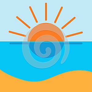 Fun sea sun beach icon. Flat design
