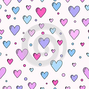 Fun seamless vintage love heart background in pretty colors.