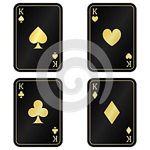 Fun set Four black card king with gold