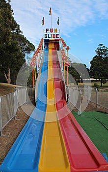 Fun slide ride at outdoor carnival