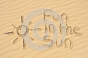 Fun in the Sun written in the Sand