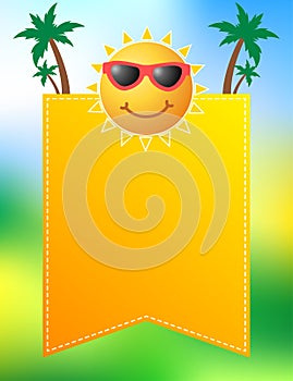 Fun summer poster design with cute sun