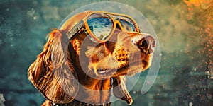 Fun in the Sun Playful Dachshund Dog in Sunglasses Shows off its Funny Side on the Beach. Generative AI