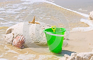 Fun with toys on beach