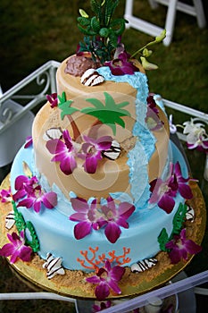 Fun Tropical Beach Wedding Cake