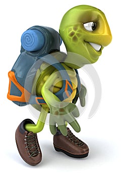 Fun turtle traveling - 3D Illustration