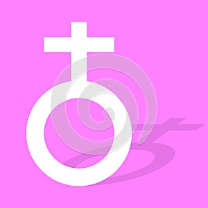 Fun Venus symbol with shadow. Gender symbol.