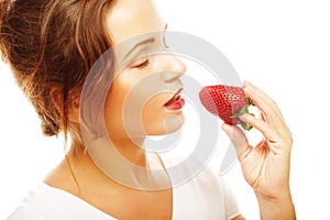 Fun woman with strawberry