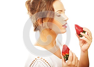 Fun woman with strawberry