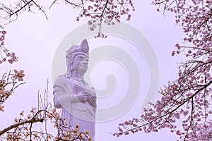 Funaoka Peace Kannon ( Guanyin Bodhisattva ), on the mountaintop of Funaoka Castle Ruin Park