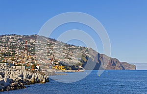 Funchal city and Atlantic ocean, Madeira island, Portugal