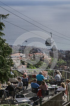 Funchal, Madeira, Portugal - a sunny day; the funicular and the ocean.