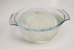 Funchoza in a trasparent bowl