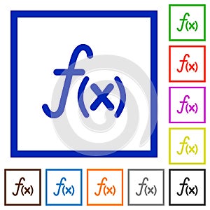 Function flat framed icons