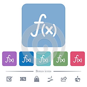 Function flat icons on color rounded square backgrounds