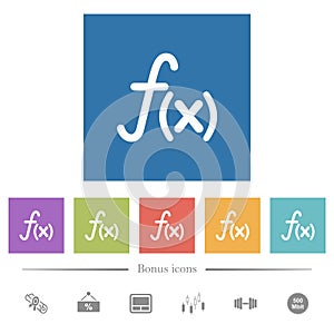 Function flat white icons in square backgrounds