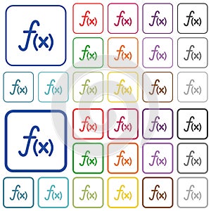 Function outlined flat color icons