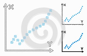 Function Plot Vector Mesh Network Model and Triangle Mosaic Icon