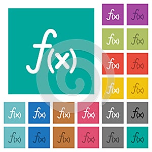 Function square flat multi colored icons