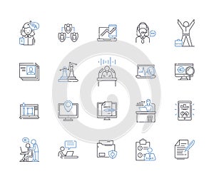 Functional company line icons collection. Efficiency, Productivity, Innovation, Streamlining, Collaboration, Synergy