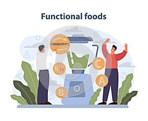 Functional Foods Concept. Two individuals explore the benefits of nutrient-rich foods.