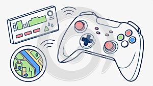Game controller interface, user interface and gaming console menu graphic vector design Generative AI