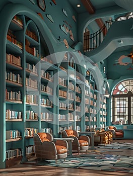 Functional interior renovations of a historic library to enhance usability photo