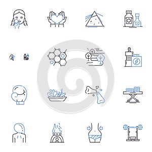 Functional medicine line icons collection. Nutrition, Lifestyle, Genetics, Integrative, Holistic, Prevention photo