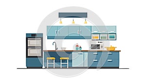 Functional Modern Kitchen Interior Design, vector design Generative AI