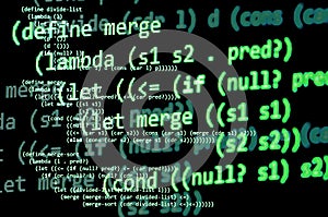 Functional programming code -  declarative paradigm, green color photo