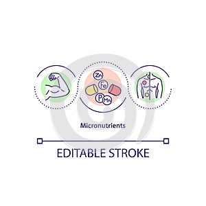 Functions of micronutrients concept icon