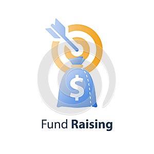 Fund raising campaign, hedge fund concept, investment idea, financial strategy, business revenue increase target