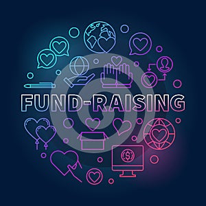 Fund-Raising round vector colored linear illustration