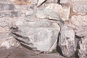 Fundament with roman column of the Church of St. Donat.