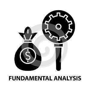 fundamental analysis icon, black vector sign with editable strokes, concept illustration