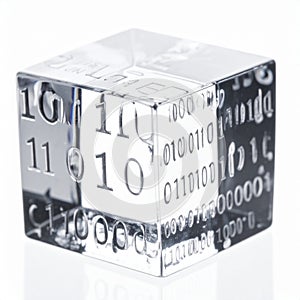 Binary Code Technology Concept Cube Isolated on White