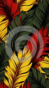 Fundo de folhas tropicais em cores pastel da moda. Folha de palmeira colorida. IlustraÃ§Ã£o de verÃ£o para papel pop art photo