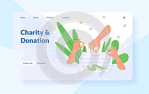 Fundraiser layout websites. Online fundraising creative medical banner template, mobile donations volunteers charity