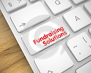 Fundraising Solutions on the White Keyboard Keypad. 3D.