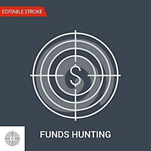 Funds Hunting Icon. Thin Line Vector Illustration