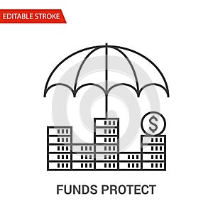 Funds Protect Icon. Thin Line Vector Illustration