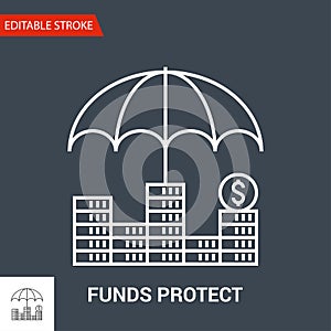 Funds Protect Icon. Thin Line Vector Illustration