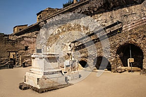 Funeral altar. Terrace of Marcus Nonius Balbus. Herculaneum. Naples. Italy