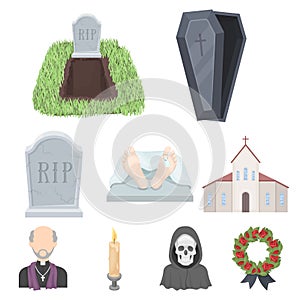 Funeral ceremony icon in set collection on cartoon style vector symbol stock